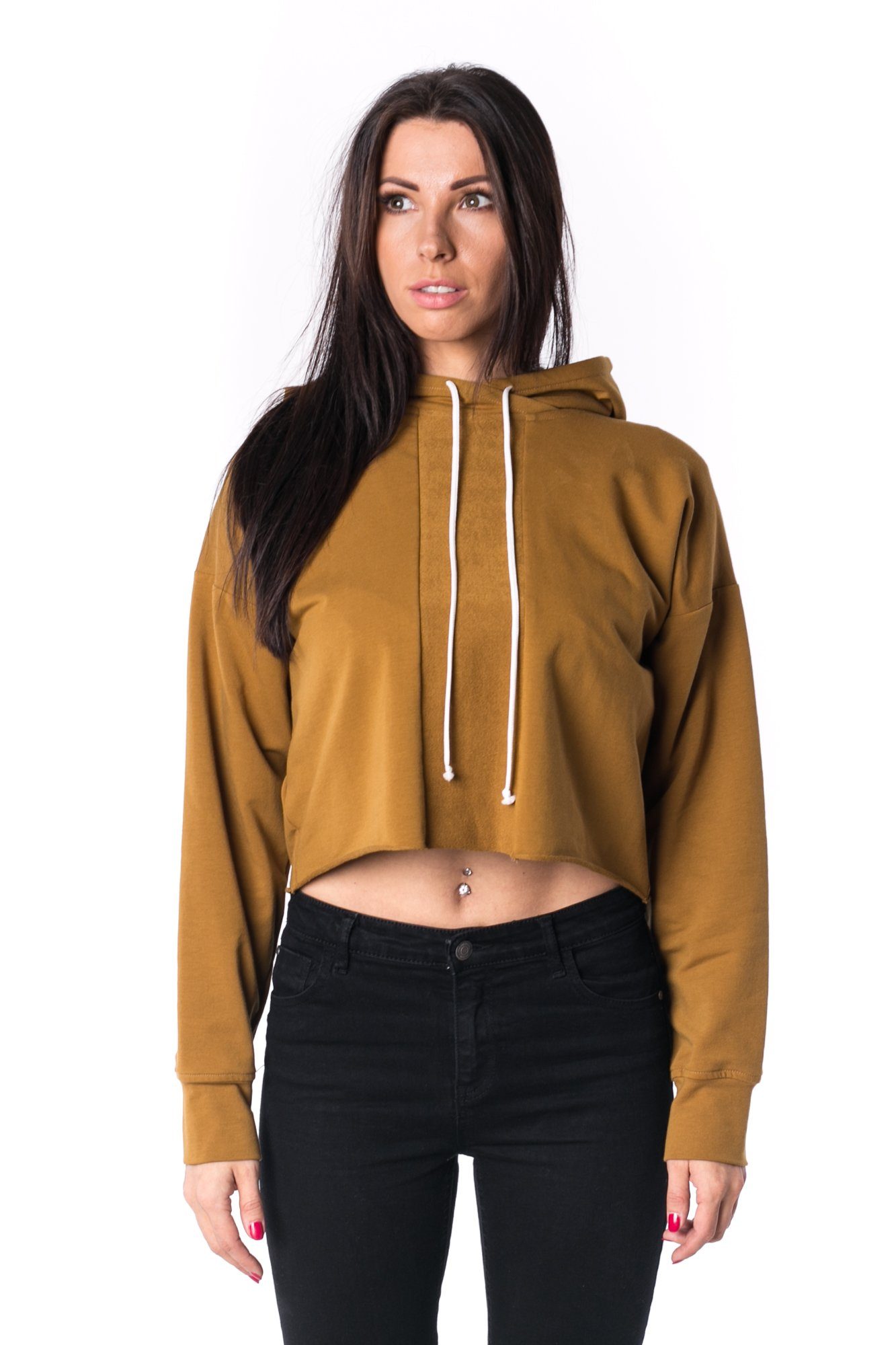 The Woman Paneled Cropped Hoody 17 // umber