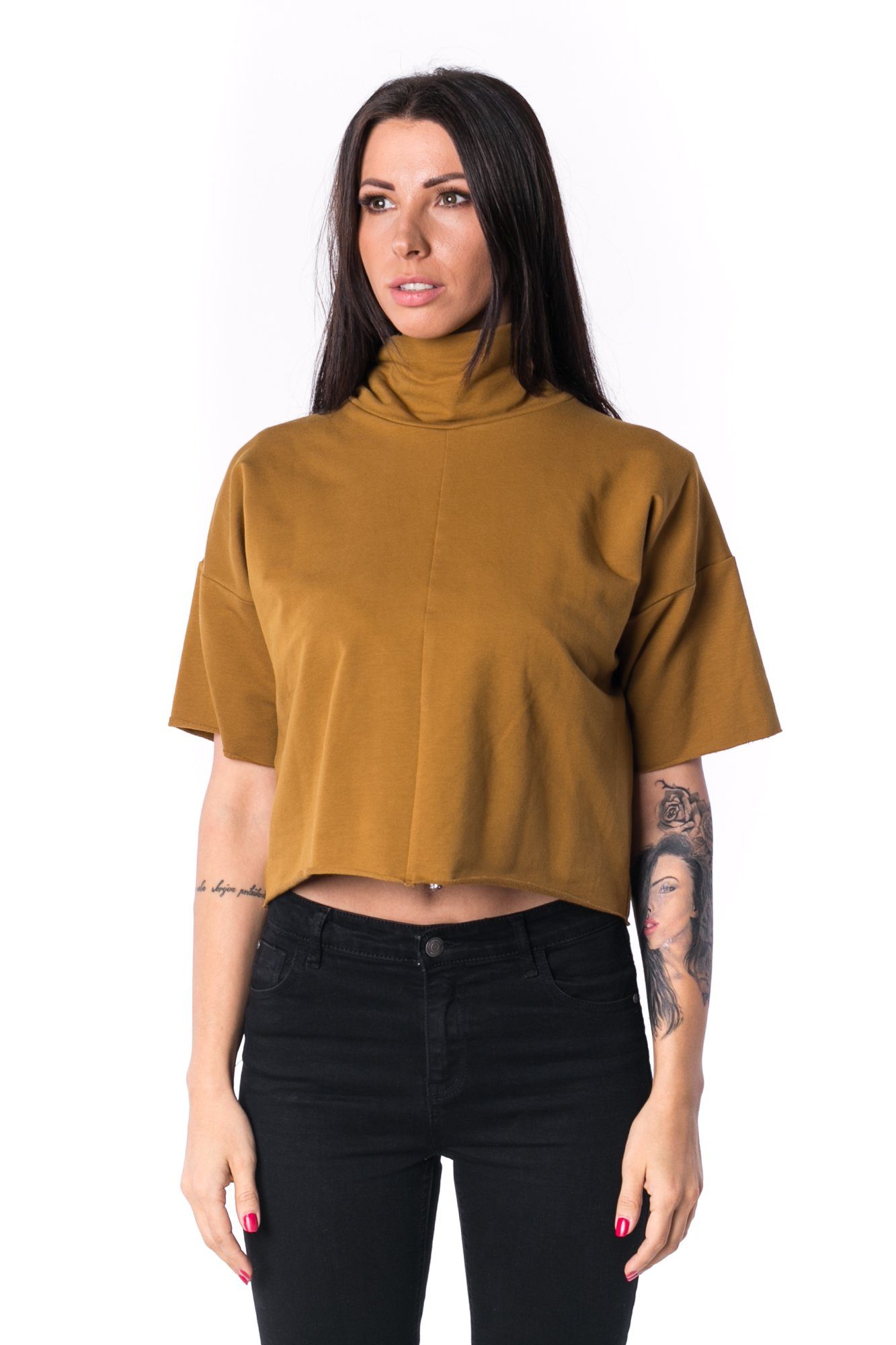 The Woman Panelled Crop Turtleneck 17 // umber