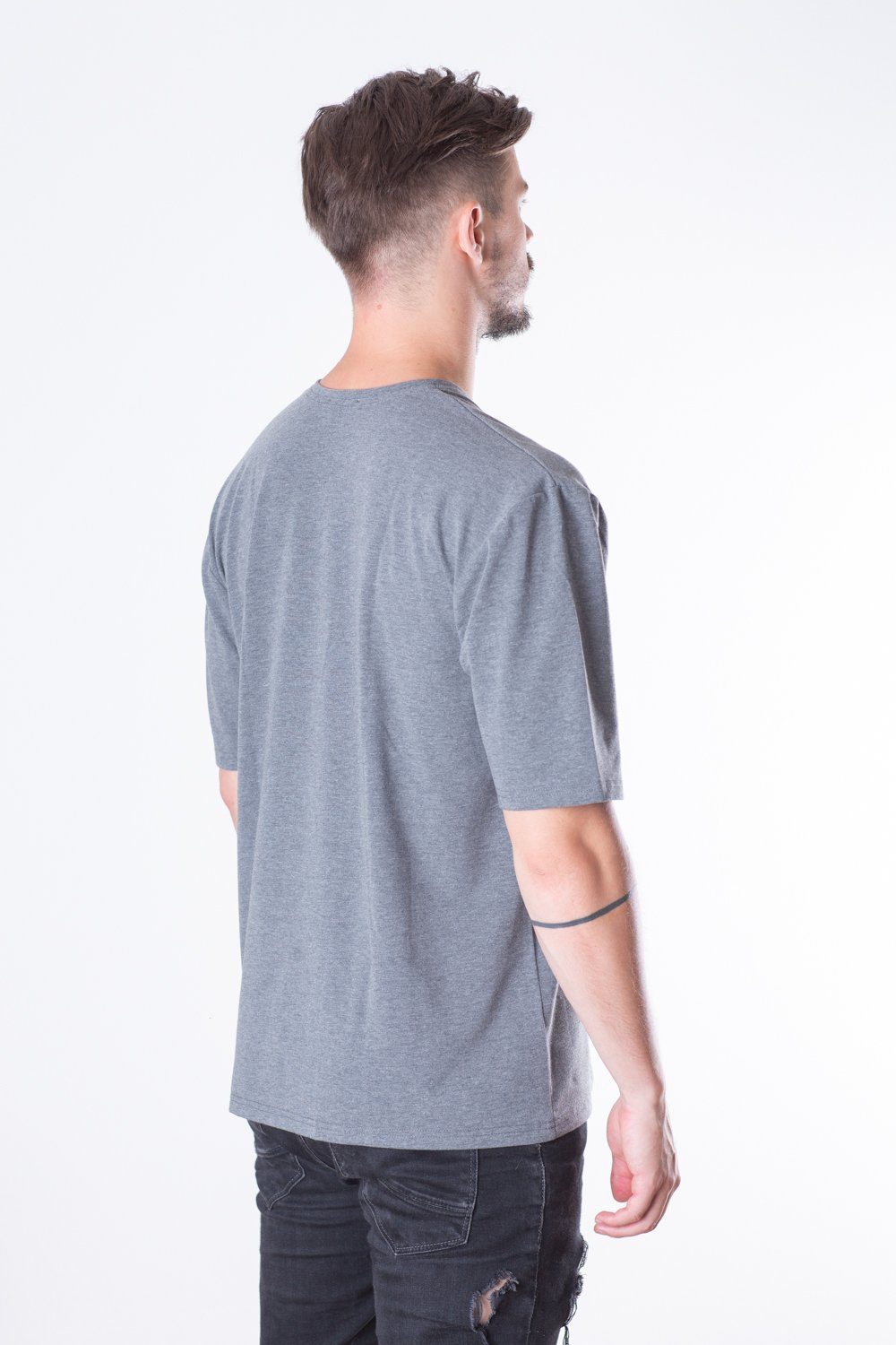 French Terry Man Oversize Tee // grey stripe