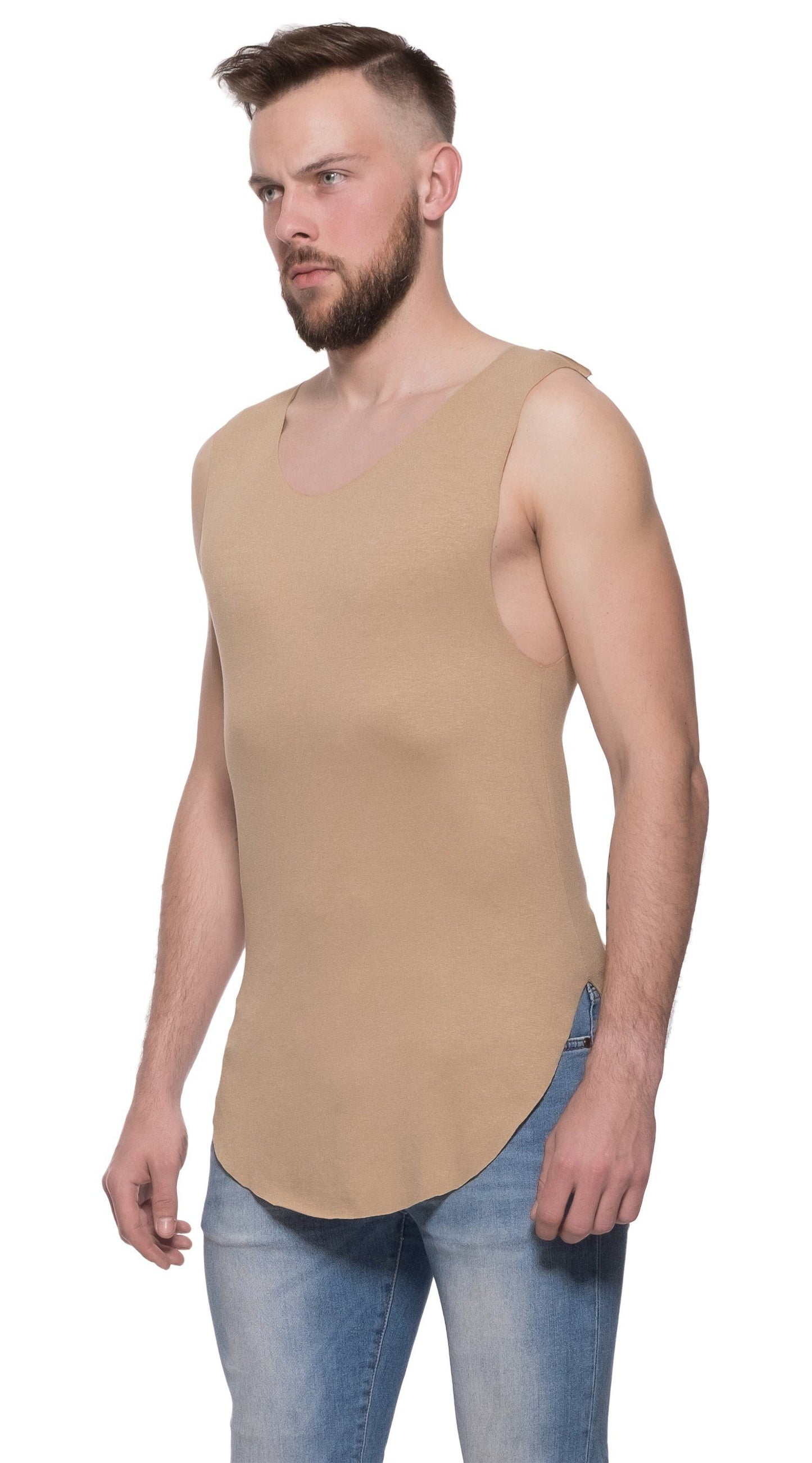 TheG Man Viscose Long Tank // camel