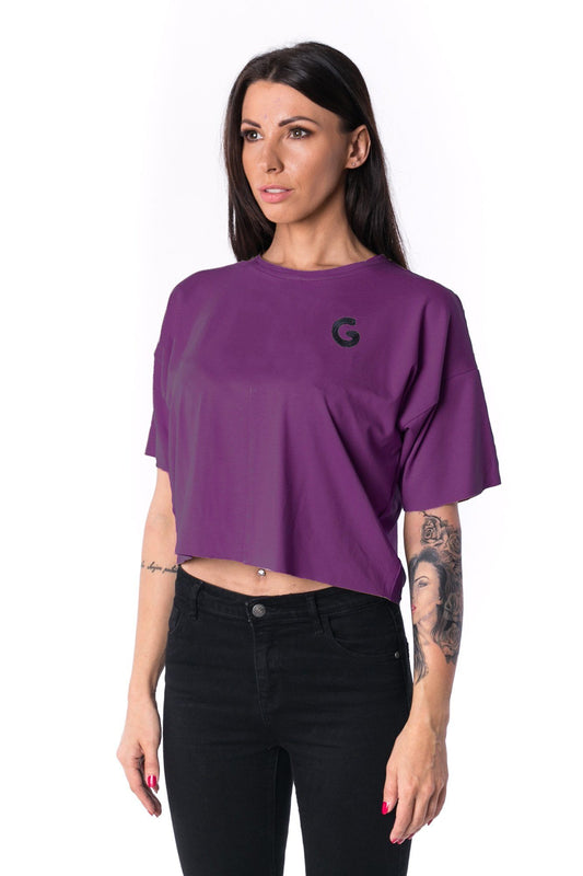Woman Panelled Oversized Cropped Tee 17 // violet