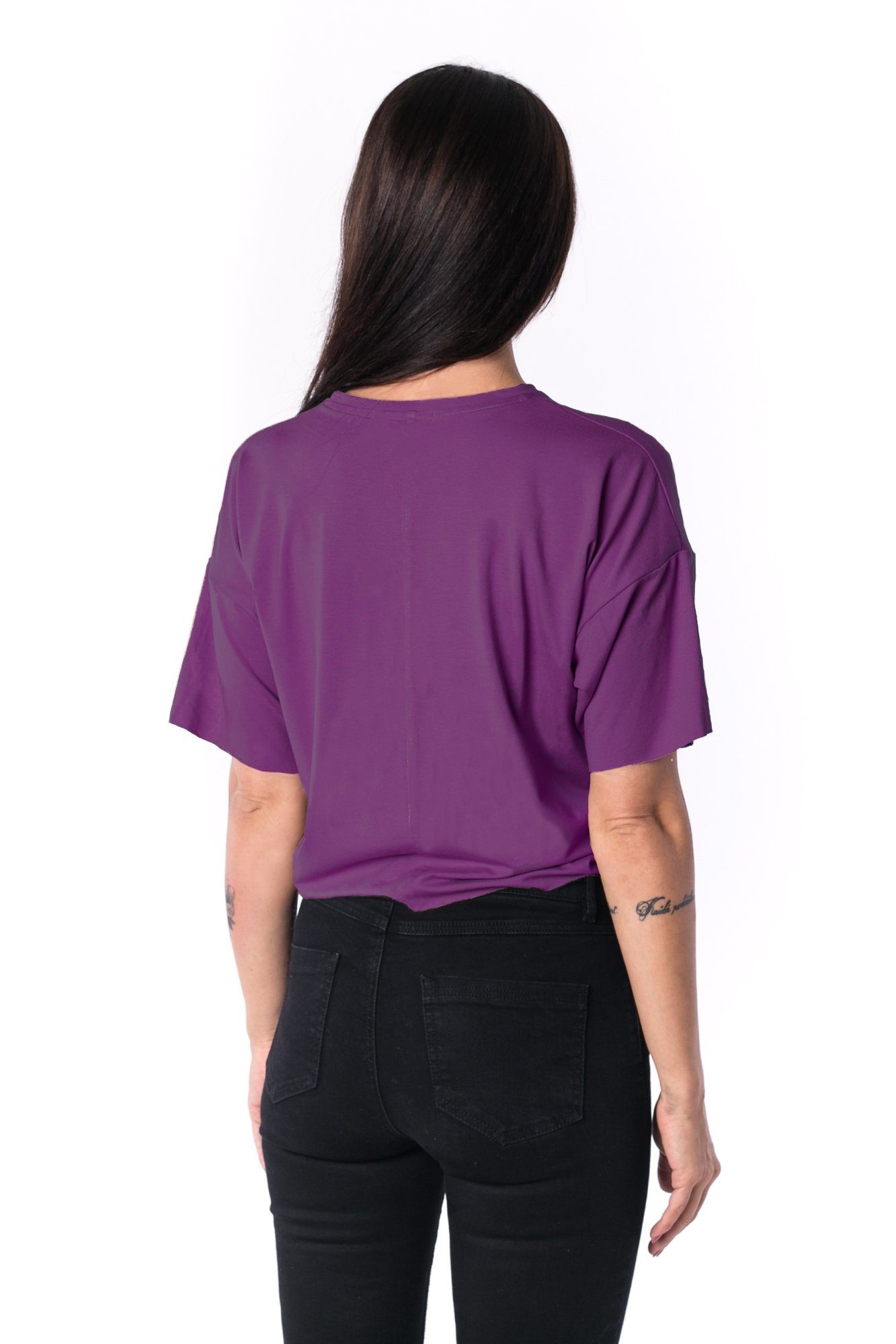 Woman Panelled Oversized Cropped Tee 17 // violet