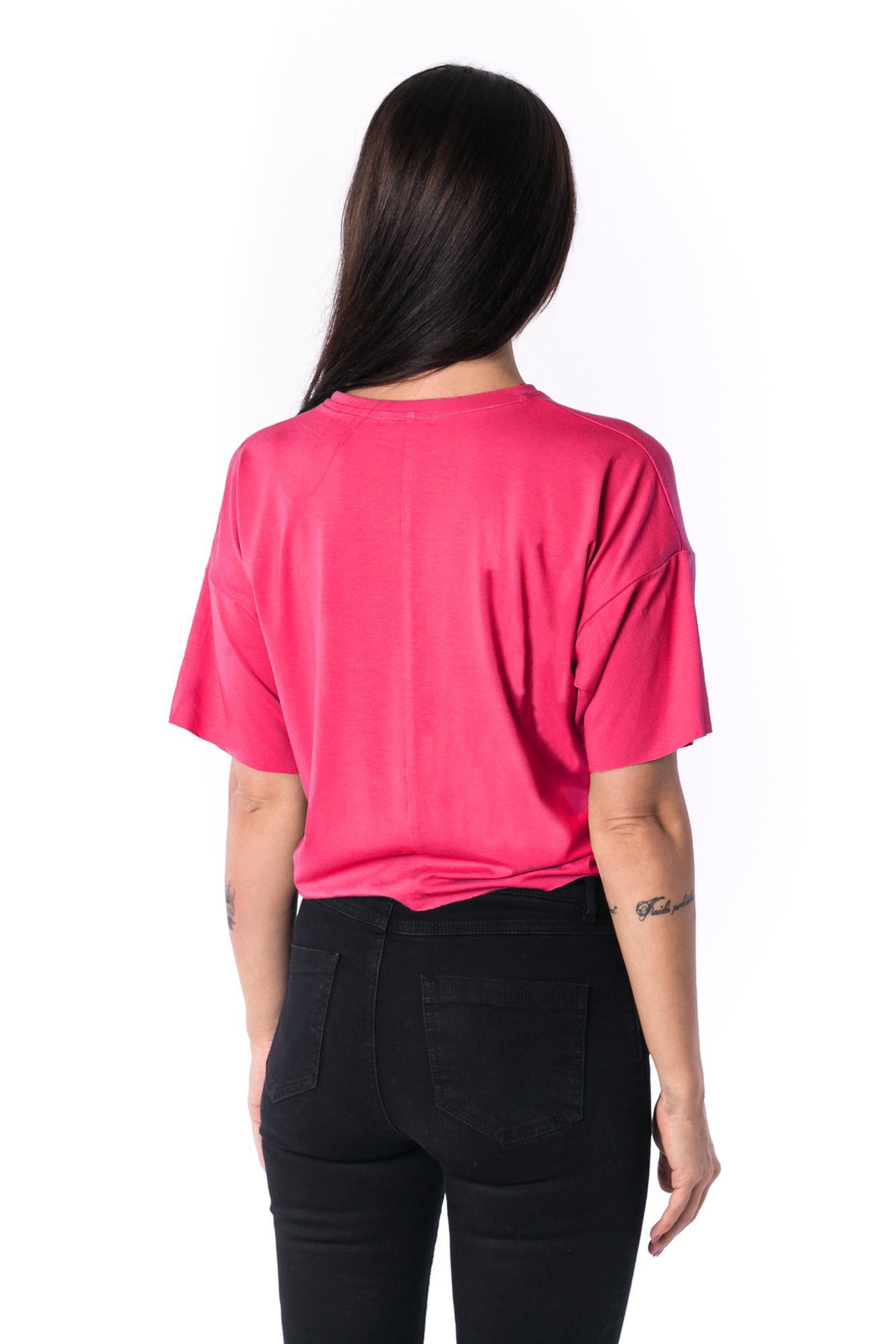 Woman Panelled Oversized Cropped Tee 17 // fuchsie
