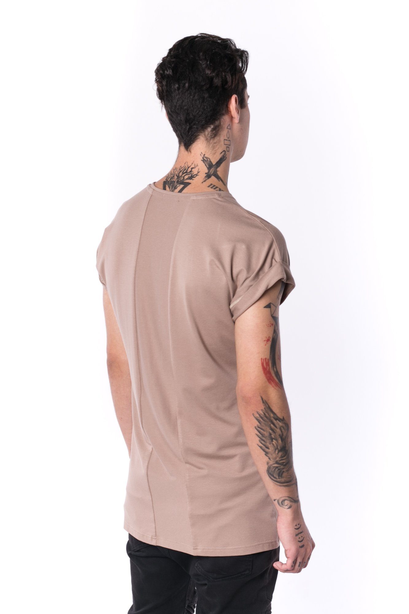 The Man Panelled 4cm Bent Sleeve Tee 17 // mocca