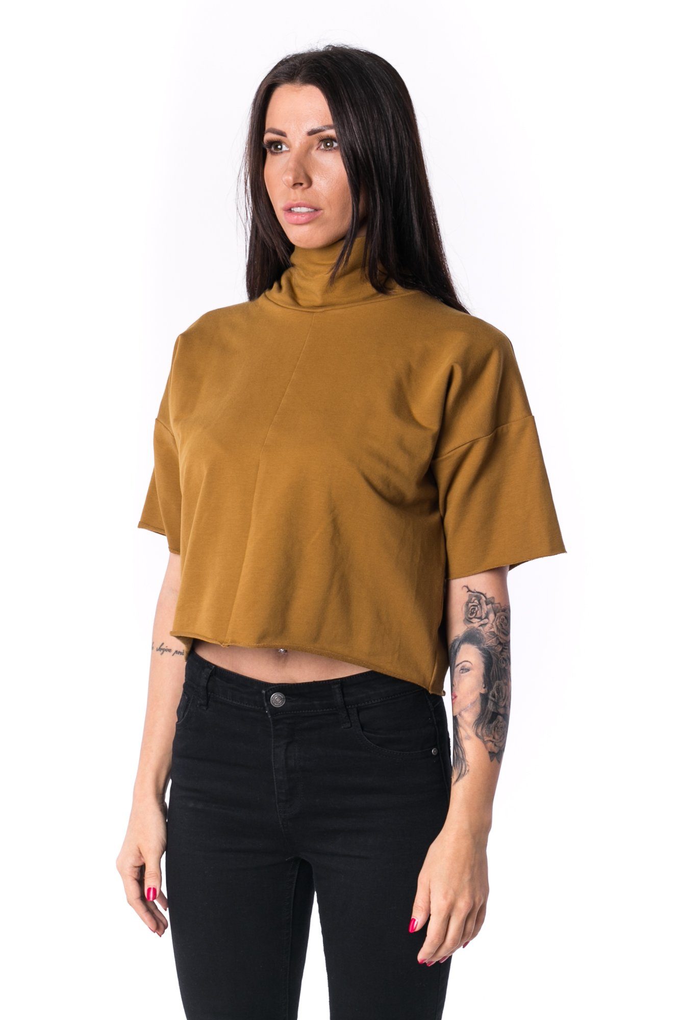 The Woman Panelled Crop Turtleneck 17 // umber