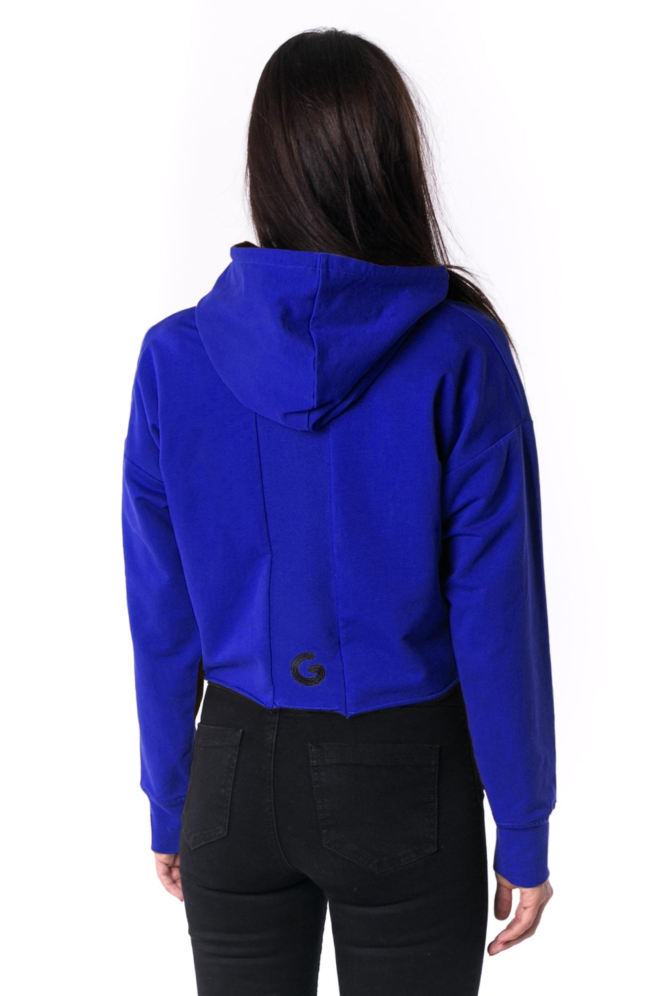The Woman Panelled Cropped Hoody 17 // royal blue