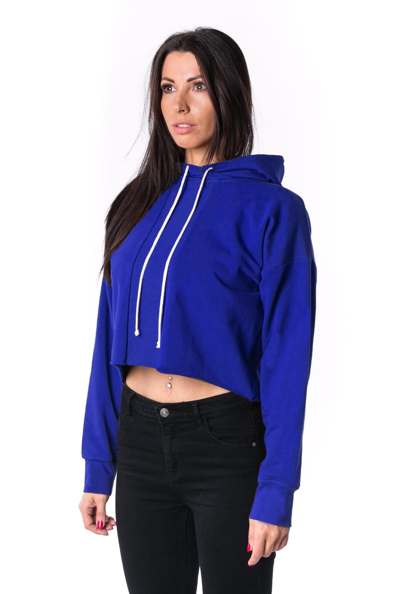 The Woman Panelled Cropped Hoody 17 // royal blue