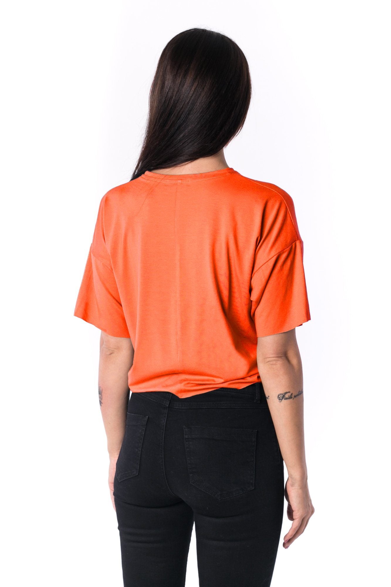 Woman Panelled Oversized Cropped Tee 17 // orange