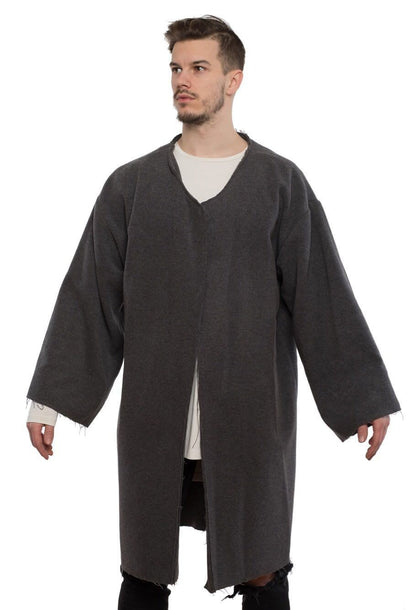 TheG wool handmade designer overcoat gray